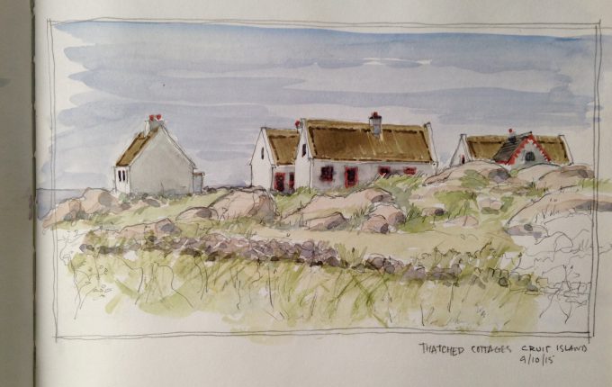 Irish Thatched Cottages. Cruit Island Eire